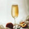 Peach bellini champagne cocktail, food photography, generative AI illustration