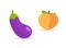 Peach cartoon emoji icon. Eggplant vector emoticon fruit