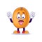 peach cartoon mascot showing teasing expression