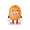 peach cartoon mascot showing unhappy expression