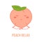 Peach character concept illustration. Cute peach style. Yoga for relaxation. Cartoon peach sitting in meditation.