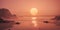 Peach colored sunrise over the mountains. Beautiful landscape. Panoramic view, romantic background