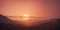 Peach colored sunrise over the mountains. Beautiful landscape. Panoramic view, romantic background