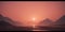 Peach colored sunrise over the mountains. Beautiful landscape. Panoramic view, romantic background