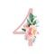 Peach Cream Blush Floral Number - digit 4 with flowers bouquet composition