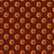 Peach dahlia pattern on dark chestnut background