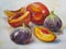 Peach and figs, still life oil painting