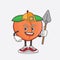 Peach Fruit cartoon mascot character as cool miner