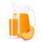 Peach fruit juice in glass jug