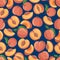 Peach Fruit Seamless Pattern, Juicy Peaches Arranged In Tiled Design. Vibrant Shades Of Orange, Yellow And Green Blend
