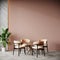 Peach fuzz interior 2024 trend color of the year in the luxury dining lounge room.
