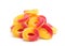 Peach Gummies on a White Background