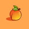 Peach juicy ripe with a leaf. Nectarine, apricot flat vector illustration