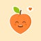 Peach kawaii emoticon cartoon illustration. Peach Social Media Emoji. Modern Simple Vector For Web Site Or Mobile App. Peach