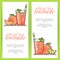 Peach lemonade with fruit slices, ice and meant in glass with straw, cut lemon and peach. Set of vertical banners.