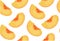 Peach nectarine ripe fresh sliced fruit citrus seamless pattern.