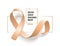 Peach ribbon for Uterine Cancer Awareness Month 3d vector illustration isolated.