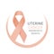 Peach ribbon. Vector Uterine Cancer Awareness Month sign isolated on white background. Realistic ribbon background