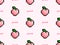 Peach seamless pattern on pink background.Pixel style