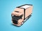 Peach truck with black inserts with carrying capacity of up to five tons perspective 3d render on blue background with shadow