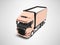 Peach truck with black inserts with carrying capacity of up to five tons perspective 3d render on gray background with shadow