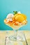 Peach and Vanilla Ice Cream Sundae with Fruit