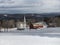 Peacham Vermont Church and Barn in Winter