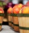 Peaches in baskets at Farmer\'s Market