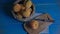 Peaches, seasonal fruit in a wicker bowl