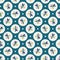 Peacock Blue Textured Flower in Cream Circles Seamless Pattern Background