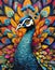 peacock bright colorful and vibrant poster illustration