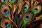 Peacock colorful feather pattern texture, abstract background showing luxury and elegance