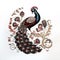 Peacock decorative embroidery, Generative AI