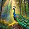 A peacock with a majestic tail. AI art generated