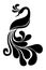 Peacock stencil design black doodle print, engraved retro pattern  decorative design tattoo black and white filigree calligraphic