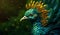 Peacock vibrant feathers showcase beauty in nature animal portrait generated by AI