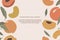 Peah classic background with hand-drawn colorful fruit icons with leaves and text.