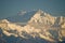 Peak of Kanchenjunga mountain in early morning golden  hours 