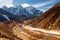 The peak of Mount Ama Dablam seen from Dingboche Village on Everest Highway in Nepal