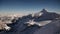 Peak of Mount Oldenhorn on a clear winter day. Winter scene on the Glacier des Diablerets. Switzerland Alpen. Steadicam Shot