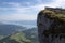 Peak of the Schafberg mountain with a panoramic view to Lake Atter