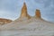 Peaked rocks in the canyon of Boszhira, chines Plateau Ustyurt, Kazakhstan