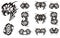 Peaked tribal eagle symbols in black and white options