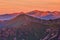 Peaks of Liptovske Kopy during sunrise from Hladky Stit mountain in High Tatras