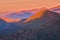 Peaks of Liptovske Kopy during sunrise from Hladky Stit mountain in High Tatras