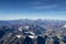 Peaks of the mountains covered with ice and snow