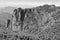 Peaks of sanqingshan mountain, black and white image