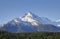 Peaks of the Tantalus Range at the southern end of the Coastal Mountains of British Columbia, Canada against blue sky