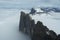 The peaks of Trollveggen in fog