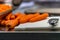 Pealed Carrots on a White Board on Table - Object with